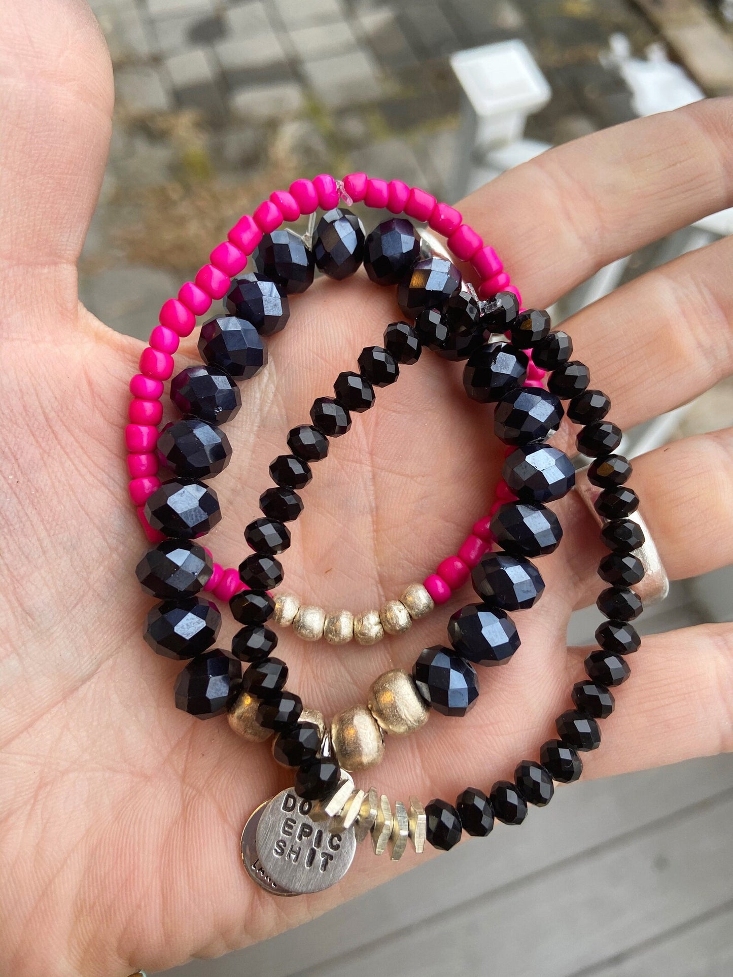 Stack of Beaded Bracelets