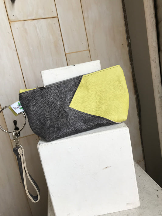 Square bottom clutch gray lemon